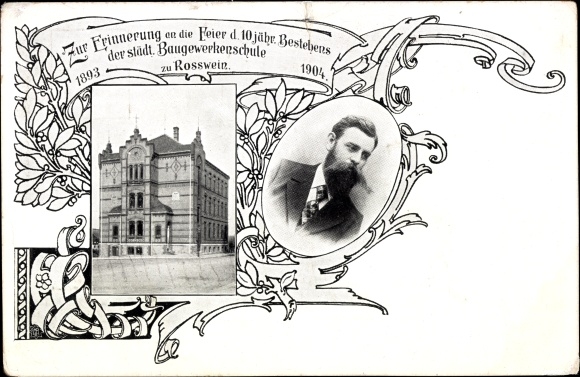 Ak Roßwein in Sachsen, Feier des 10jähr. Bestehens der städt. Baugewerksschule 1904