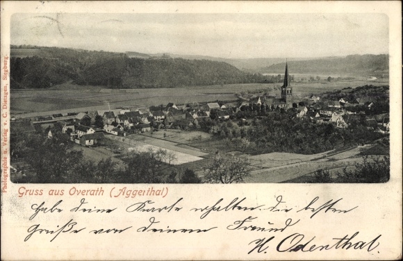 Postcard Overath in the Bergisches Land, total view of the village