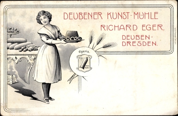 Chromo-Litho Deuben Freital in Saxony, Deuben Art Mill, Richard Eger, Egeria