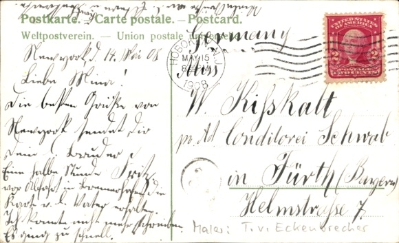Artist Postcard Eckenbrecher, T. v., mail steamer Barbarossa, North German Lloyd Bremen