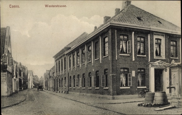 Postcard Esens in Ostfriesland, Westerstrasse, Hotel Deutsches Haus