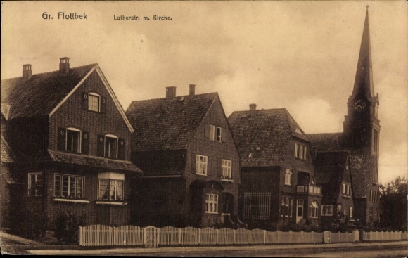 Postcard Hamburg Altona Groß Flottbek, Lutherstraße, Church
