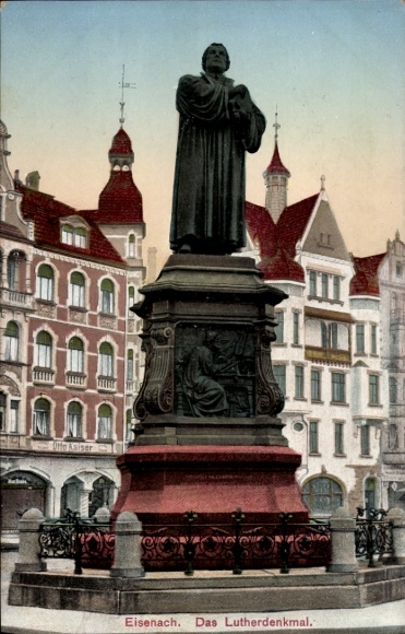 Postcard Lutherstadt Eisenach in Thuringia, view of the Luther monument