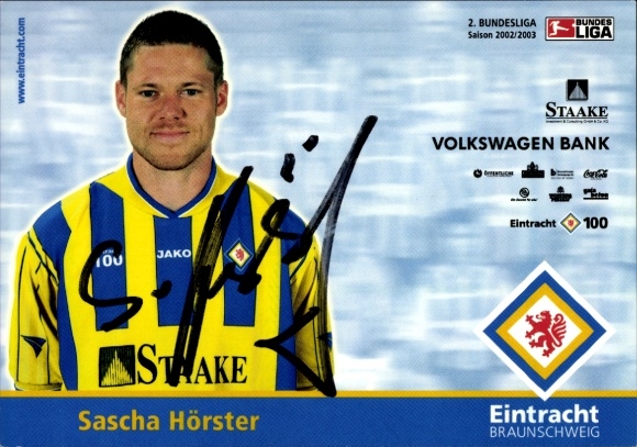 Autograph card footballer Sascha Hörster, Eintracht Braunschweig, autograph