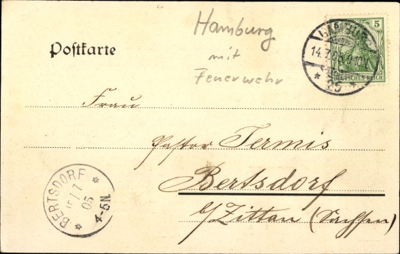 Postcard Hamburg Horn, The Rough House, Golden Floor, Fire Department