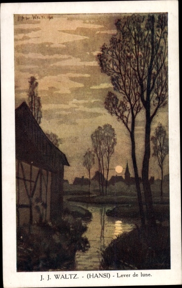Artist PC Hansi Jean Jacques Waltz, Alsace, Alsace, Lever de lune, moonrise
