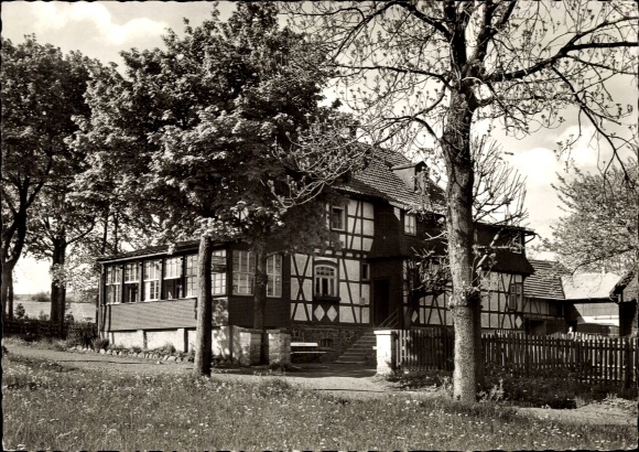 Postcard Herchenhain in Hesse, Gasthof Schöne Aussicht, half-timbered house