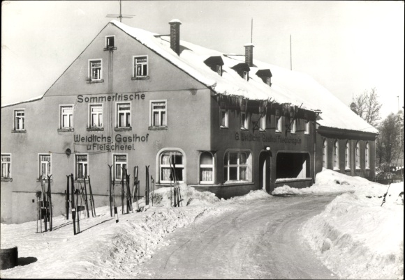 Postcard Hammerbrücke im Vogtland, Weidlich&#39;s Gasthof, Winter