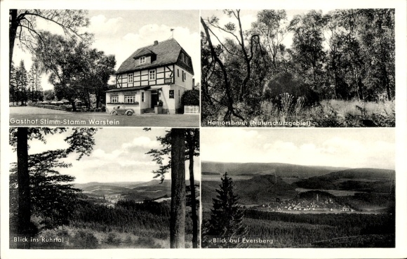 Ak Warstein, Gasthof Stimm-Stamm, Eversberg, Ruhrtal, Hamorsbruch, Panorama, Eversberg