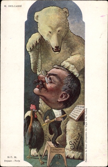 Artist PC Sirat, French politician Théophile Delcassé, caricature, polar bear, Dreyfus affair