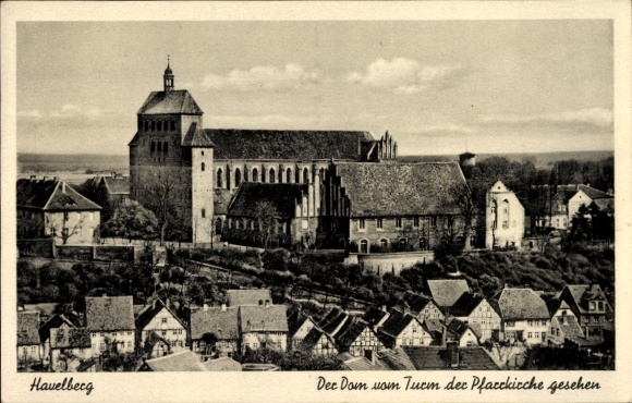Postcard Havelberg in Saxony Anhalt, view from the parish church, cathedral