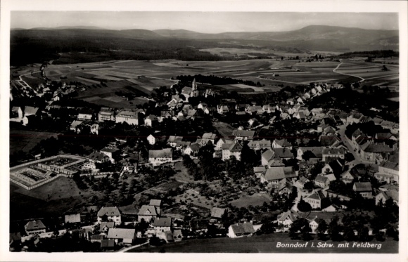 Postcard Bonndorf in the Black Forest, aerial photograph, Feldberg