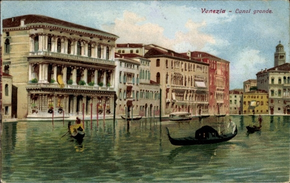 Artist Postcard Venezia Veneto, view of the Grand Canal, gondolas