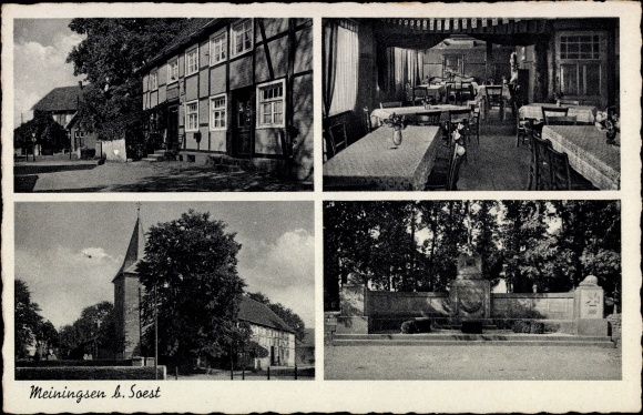 Ak Meiningsen Soest in Westfalen, Gasthaus H. Bals, Kirche, Ehrenmal