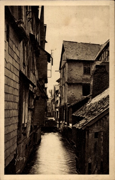 Ak Caudebec en Caux Seine Maritime, Alte Häuser Rue de la Boucherie