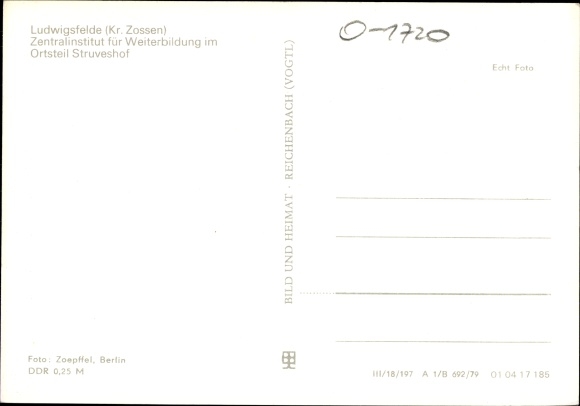 Postcard Struveshof Ludwigsfelde in Brandenburg, central institute for further education