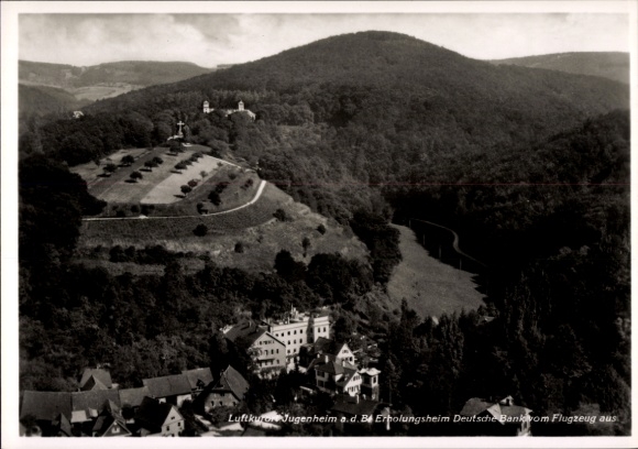 Ak Jugenheim aan de Bergstrasse Hessen, luchtfoto, rusthuis Deutsche Bank