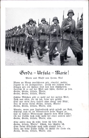 Song Postcard Gerda Ursula Marie, march of Wehrmacht soldiers