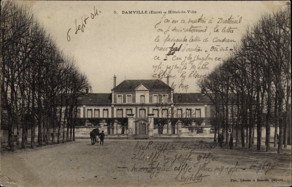 Postcard Damville Eure, City Hall