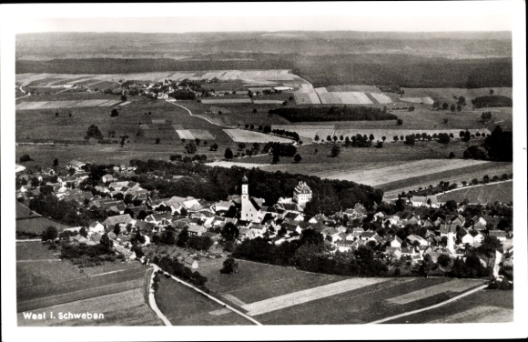 Ak Waal in Schwaben, Luftbild