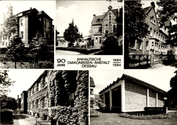 Postcard Dessau in Saxony-Anhalt, Motherhouse, Laurentiushalle, Seminar for Community Diaconia, Marienheim