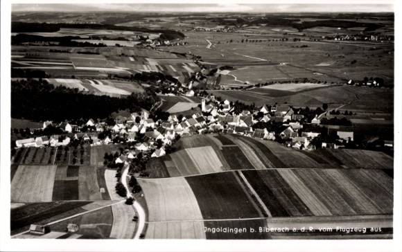 Postcard Ingoldingen, aerial photograph