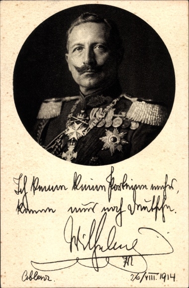 Postcard Kaiser Wilhelm II., I don&#39;t know any parties anymore, quote 1914