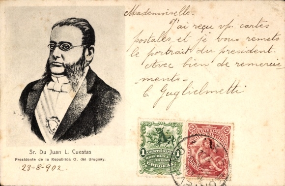 Postcard Sr. Juan Lindolfo Cuestas, President of the Republic of Uruguay