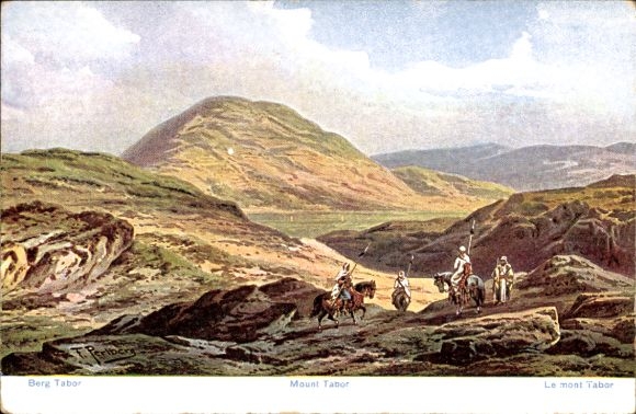 Kunstenaarskaart Perlberg, F., Israël, Mount Tabor, ruiter