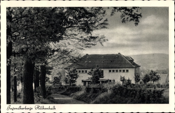 Postcard Hilchenbach in the district of Siegen Wittgenstein North Rhine-Westphalia, youth hostel, Am Galgenberg 9