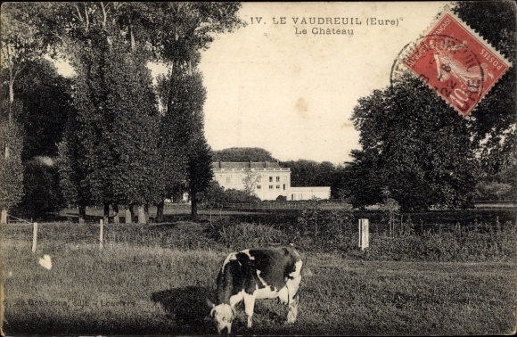 Postcard Le Vaudreuil Eure, Le Chateau, Kuh