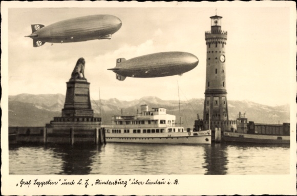 KP Lindau na Jeziorze Bodeńskim w Szwabii, LZ 127 Graf Zeppelin i LZ 129 Hindenburg, statek parowy