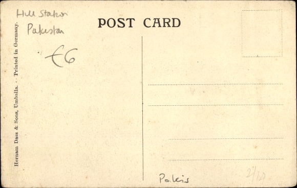 Postcard Cherat Hill Pakistan, view of a bungalow, partial view of the village