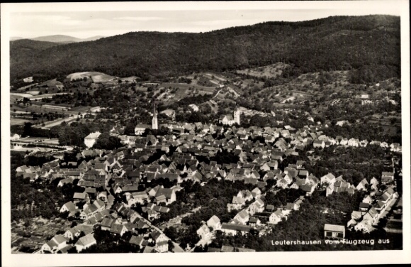 Postcard Leutershausen Hirschberg an der Bergstraße Baden, aerial photograph