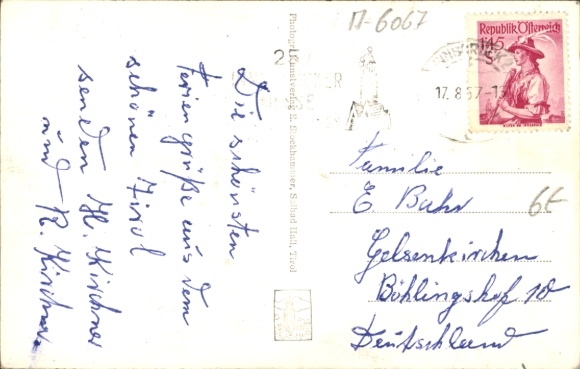 Postcard Absam in Tirol, Jägerkaserne with Bettelwurfgruppe
