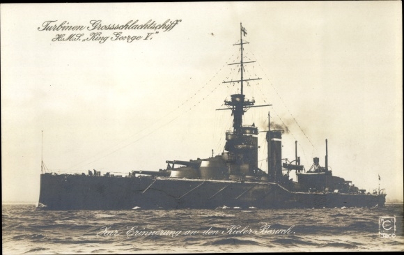 Postcard British Warship, HMS King George V., Turbine Capital Ship, Royal Navy