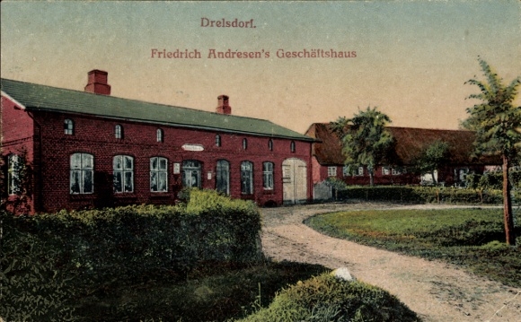 Ak Drelsdorf in Nordfriesland, Geschäftshaus Friedrich Andresen