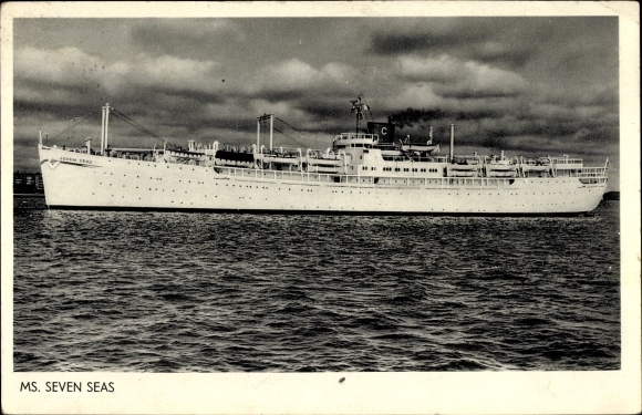 Postcard steamer Seven Seas, Europe Canada Line