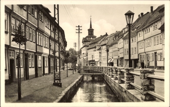Postcard Schmalkalden in the Thuringian Forest, canal view