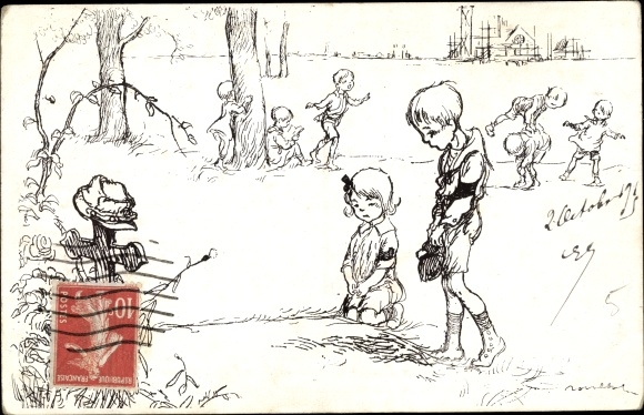 Artist PC Poulbot, Francisque, Children, Cross, Grave, Orphelinat des Armées