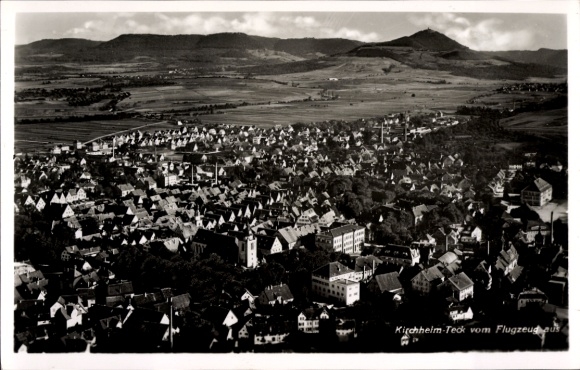 Postcard Kirchheim unter Teck Württemberg, aerial photograph