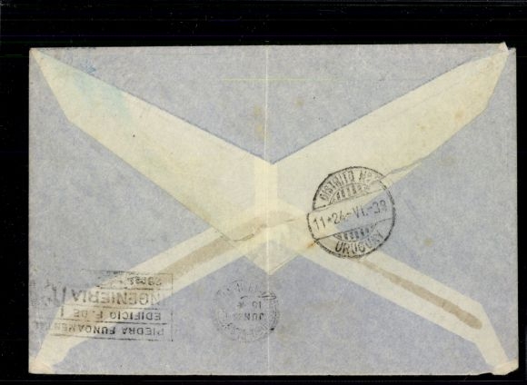 DR Ostmark, Austria No. 586 with DR 522a, airmail letter to Uruguay