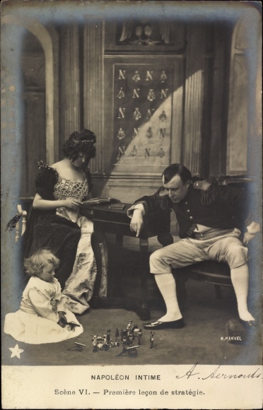 Postcard Napoleon Intime, Scene VI, First strategy lesson