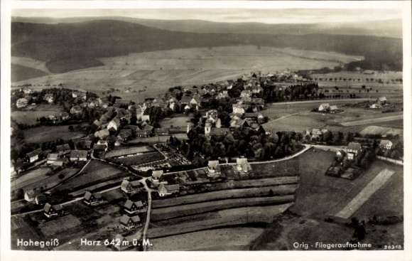 Postcard Hohegeiß Braunlage in the Upper Harz, aerial photograph