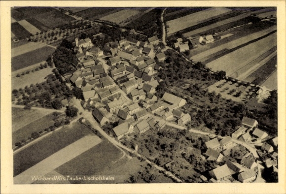 Postcard Vilchband Wittighausen in Baden, aerial photograph