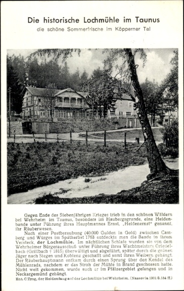 Postcard Köppern Friedrichsdorf Taunus, historic Lochmühle, Köpperner Tal