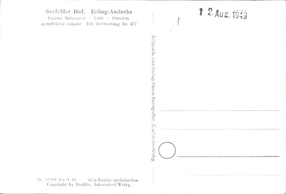 Ak Erling Andechs in Oberbayern, Fliegeraufnahme, Seefelder Hof