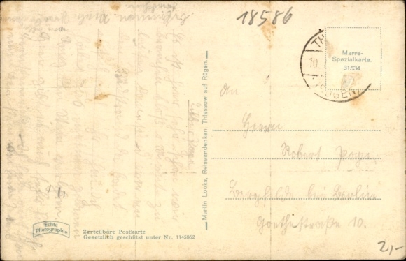 Postcard Thiessow on Rügen, beach, pilot tower, Hövt, stormy sea