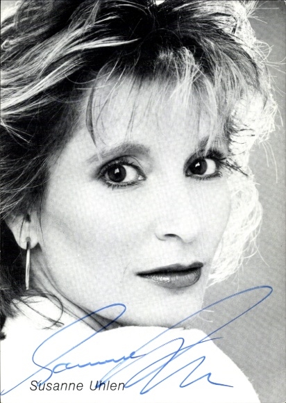 Postcard actress Susanne Uhlen, portrait, autograph
