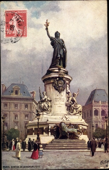 Ak Parijs III. Arrondissementtempel, Statue de la Republique